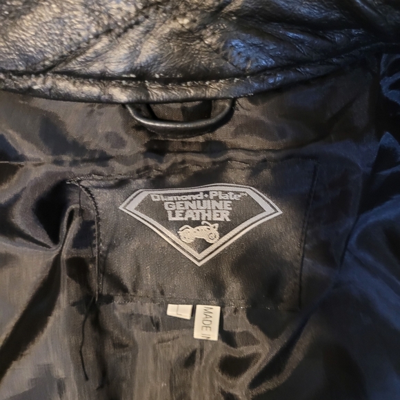 Black Patchwork Leather Motorcycle Jacket - Picture 2 of 14